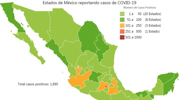 Mapa y casos de coronavirus en México por estados hoy 5 de abril