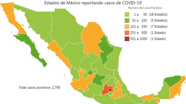 Mapa y casos de coronavirus en México por estados hoy 7 de abril