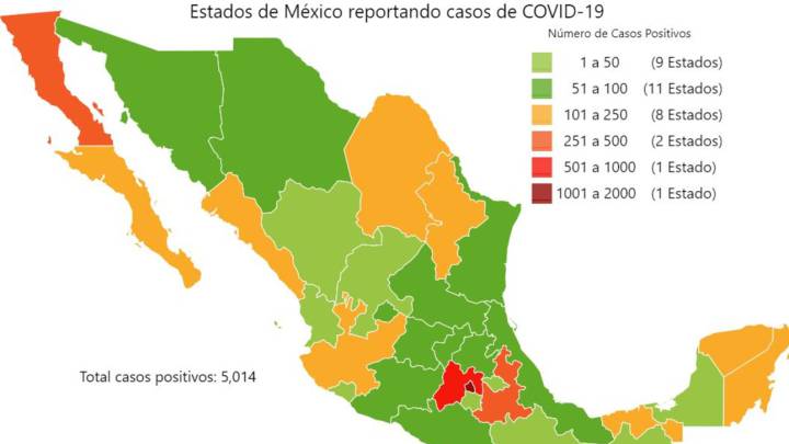 Mapa y casos de coronavirus en México por estados hoy 14 de abril