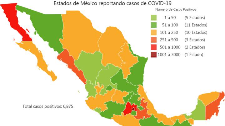 Mapa y casos de coronavirus en México por estados hoy 18 de abril
