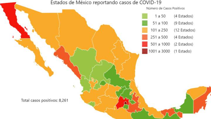 Mapa y casos de coronavirus en México por estados hoy 19 de abril