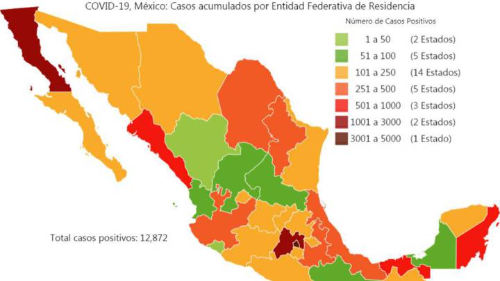 Mapa y casos de coronavirus en México por estados hoy 26 de abril