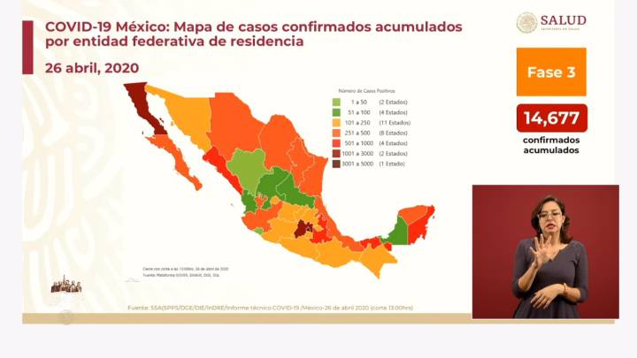 Mapa y casos de coronavirus en México por estados hoy 27 de abril