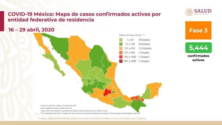 Mapa y casos de coronavirus en México por estados hoy 30 de abril