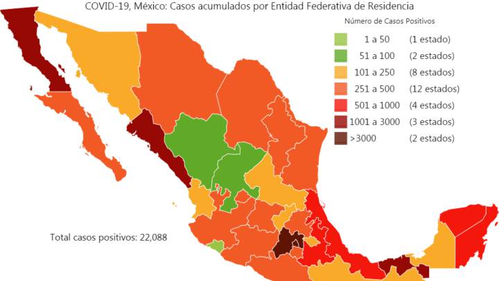 Mapa y casos de coronavirus en México por estados hoy 3 de mayo
