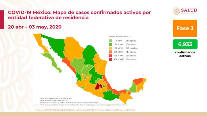 Mapa y casos de coronavirus en México por estados hoy 4 de mayo