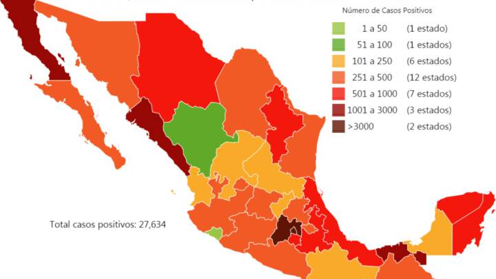 Mapa y casos de coronavirus en México por estados hoy 7 de mayo