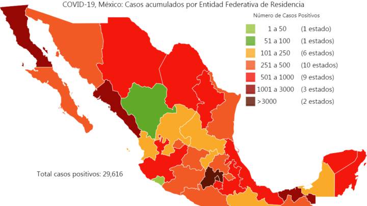 Mapa y casos de coronavirus en México por estados hoy 8 de mayo