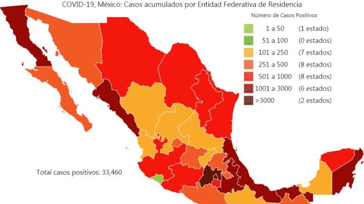 Mapa y casos de coronavirus en México por estados hoy 10 de mayo