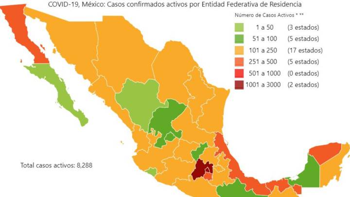 Mapa y casos de coronavirus en México por estados hoy 11 de mayo