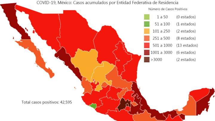 Mapa y casos de coronavirus en México por estados hoy 15 de mayo