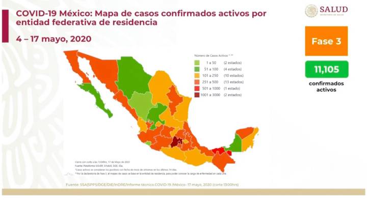 Mapa y casos de coronavirus en México por estados hoy 18 de mayo