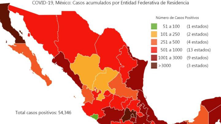Mapa y casos de coronavirus en México por estados hoy 20 de mayo