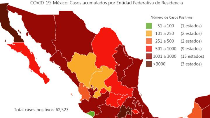 Mapa y casos de coronavirus en México por estados hoy 23 de mayo