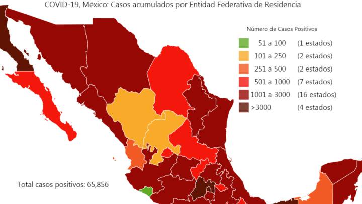 Mapa y casos de coronavirus en México por estados hoy 24 de mayo