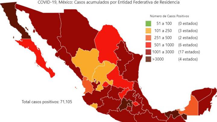 Mapa y casos de coronavirus en México por estados hoy 25 de mayo