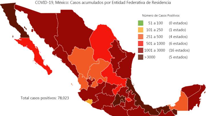 Mapa y casos de coronavirus en México por estados hoy 28 de mayo