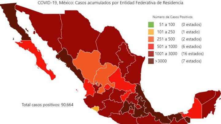 Mapa y casos de coronavirus en México por estados hoy 31 de mayo