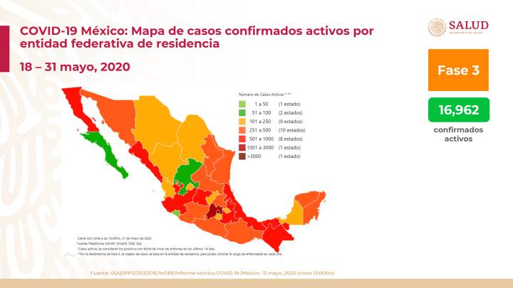 Mapa y casos de coronavirus en México por estados hoy 1 de junio