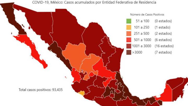 Mapa y casos de coronavirus en México por estados hoy 2 de junio