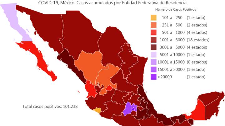 Mapa y casos de coronavirus en México por estados hoy 4 de junio