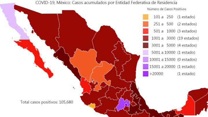Mapa y casos de coronavirus en México por estados hoy 5 de junio
