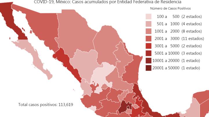 Mapa y casos de coronavirus en México por estados hoy 7 de junio