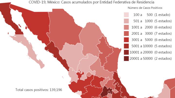 Mapa y casos de coronavirus en México por estados hoy 13 de junio