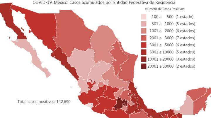 Mapa y casos de coronavirus en México por estados hoy 14 de junio