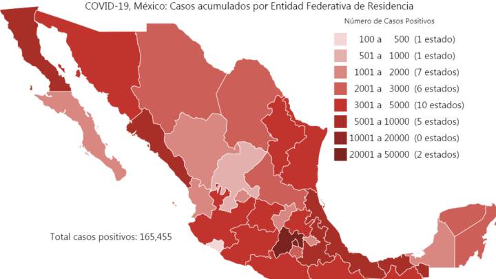 Mapa y casos de coronavirus en México por estados hoy 19 de junio