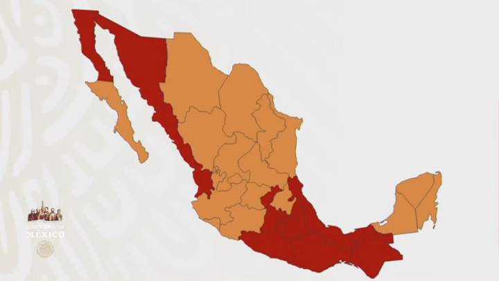 Mapa de México del semáforo epidemiológico del 22 al 28 de junio