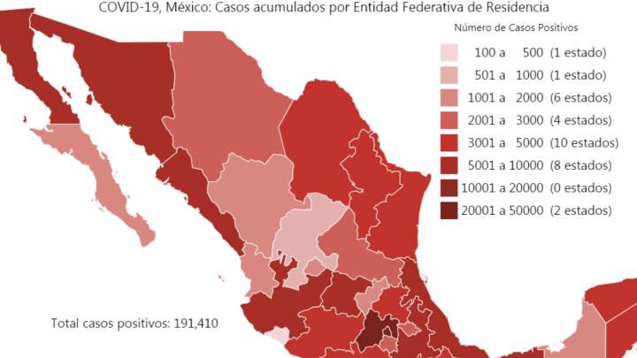 Mapa y casos de coronavirus en México por estados hoy 24 de junio