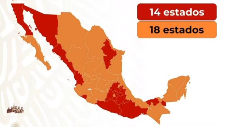 Mapa de México del semáforo epidemiológico del 29 de junio al 5 de julio