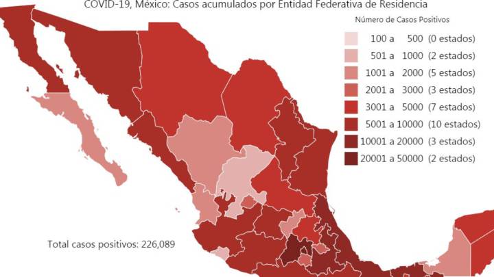 Mapa y casos de coronavirus en México por estados hoy 1 de julio