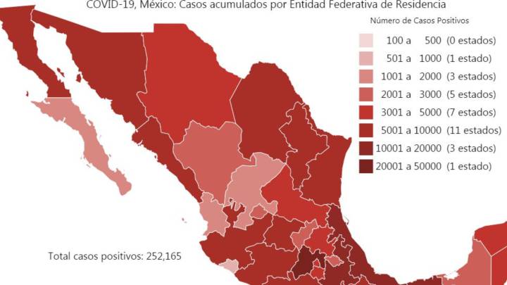 Mapa y casos de coronavirus en México por estados hoy 5 de julio