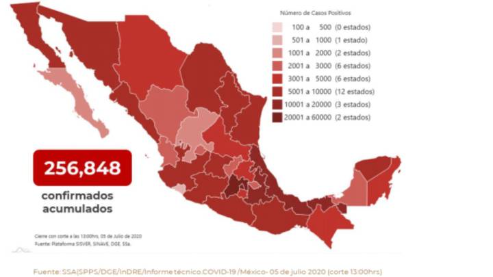 Mapa y casos de coronavirus en México por estados hoy 6 de julio