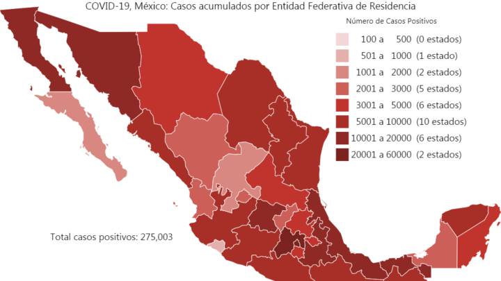 Mapa y casos de coronavirus en México por estados hoy 9 de julio
