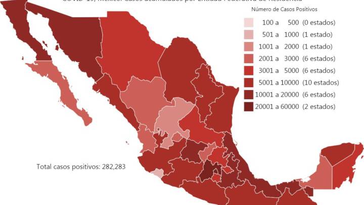 Mapa y casos de coronavirus en México por estados hoy 10 de julio