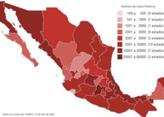Mapa y casos de coronavirus en México por estado hoy 13 de julio