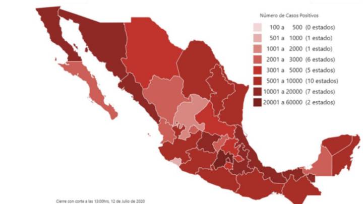 Mapa y casos de coronavirus en México por estado hoy 13 de julio