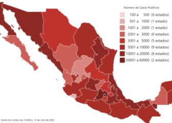 Mapa y casos de coronavirus en México por estado hoy 14 de julio