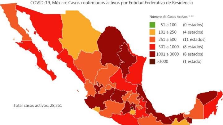 Mapa y casos de coronavirus en México por estados hoy 16 de julio
