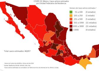 Mapa y casos de coronavirus en México por estados hoy 17 de julio