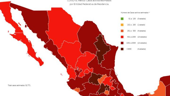 Mapa y casos de coronavirus en México por estados hoy 19 de julio