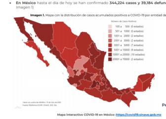 Mapa y casos de coronavirus en México por estados hoy 20 de julio