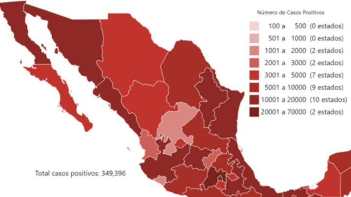 Mapa y casos de coronavirus en México por estados hoy 21 de julio