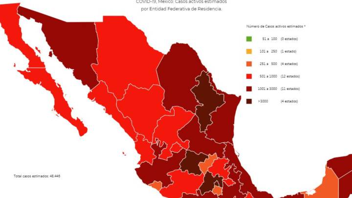 Mapa y casos de coronavirus en México por estados hoy 22 de julio