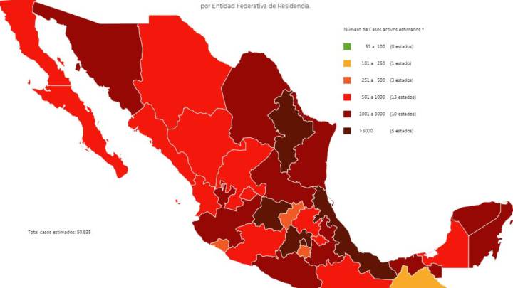 Mapa y casos de coronavirus en México por estados hoy 24 de julio