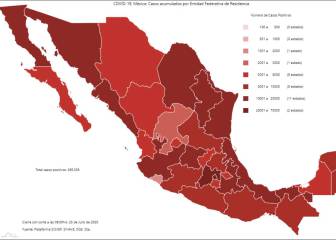 Mapa y casos de coronavirus en México por estados hoy 26 de julio