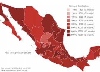 Mapa y casos de coronavirus en México por estados hoy 27 de julio
